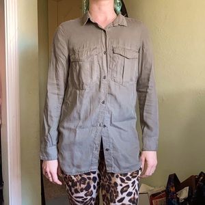 Olive army green button up shirt by &DENIM